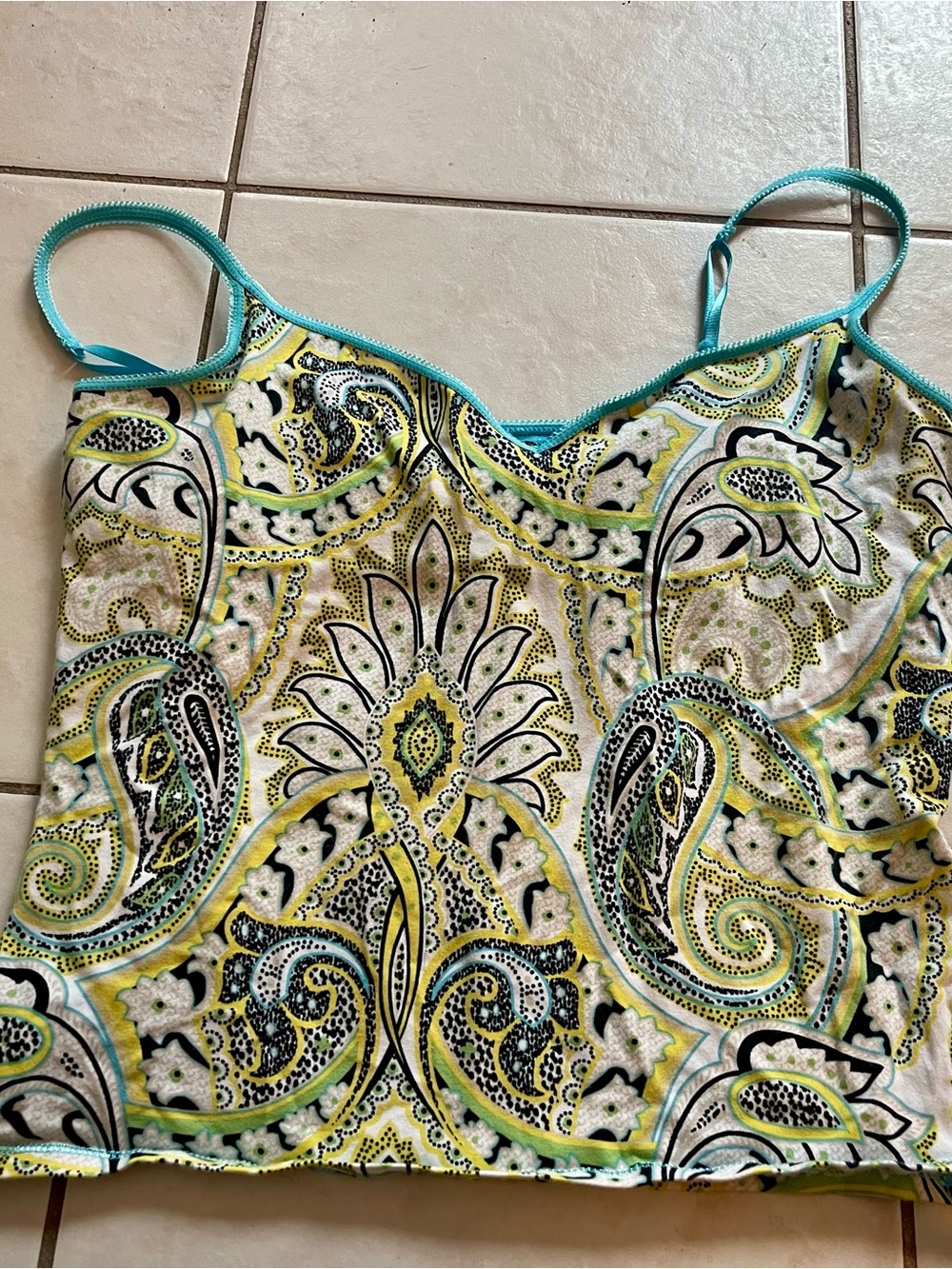 Express Paisley Camisole in Teal and Yellow